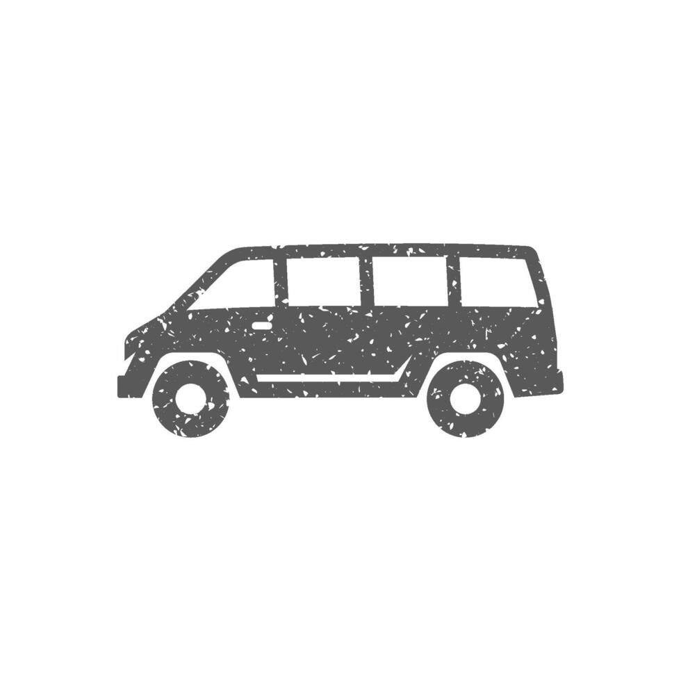 Car icon in grunge texture vector illustration