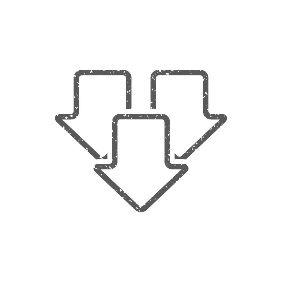 Multiple download arrow icon in grunge texture vector illustration