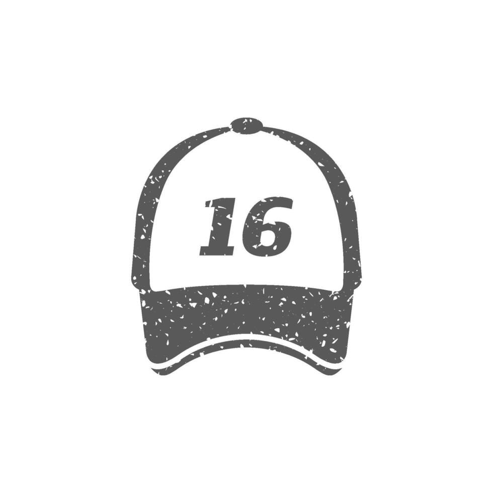 deporte sombrero icono en grunge textura vector ilustración