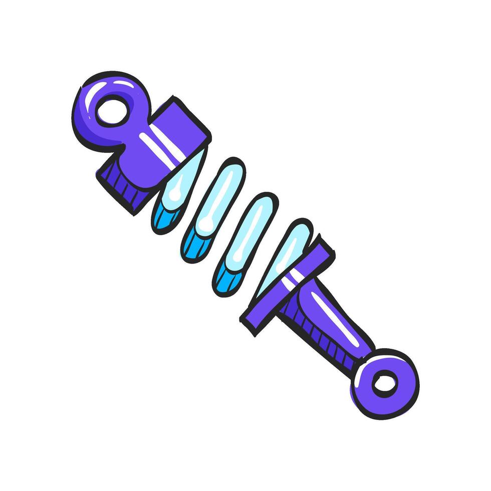 Shock absorber icon in hand drawn color vector illustration