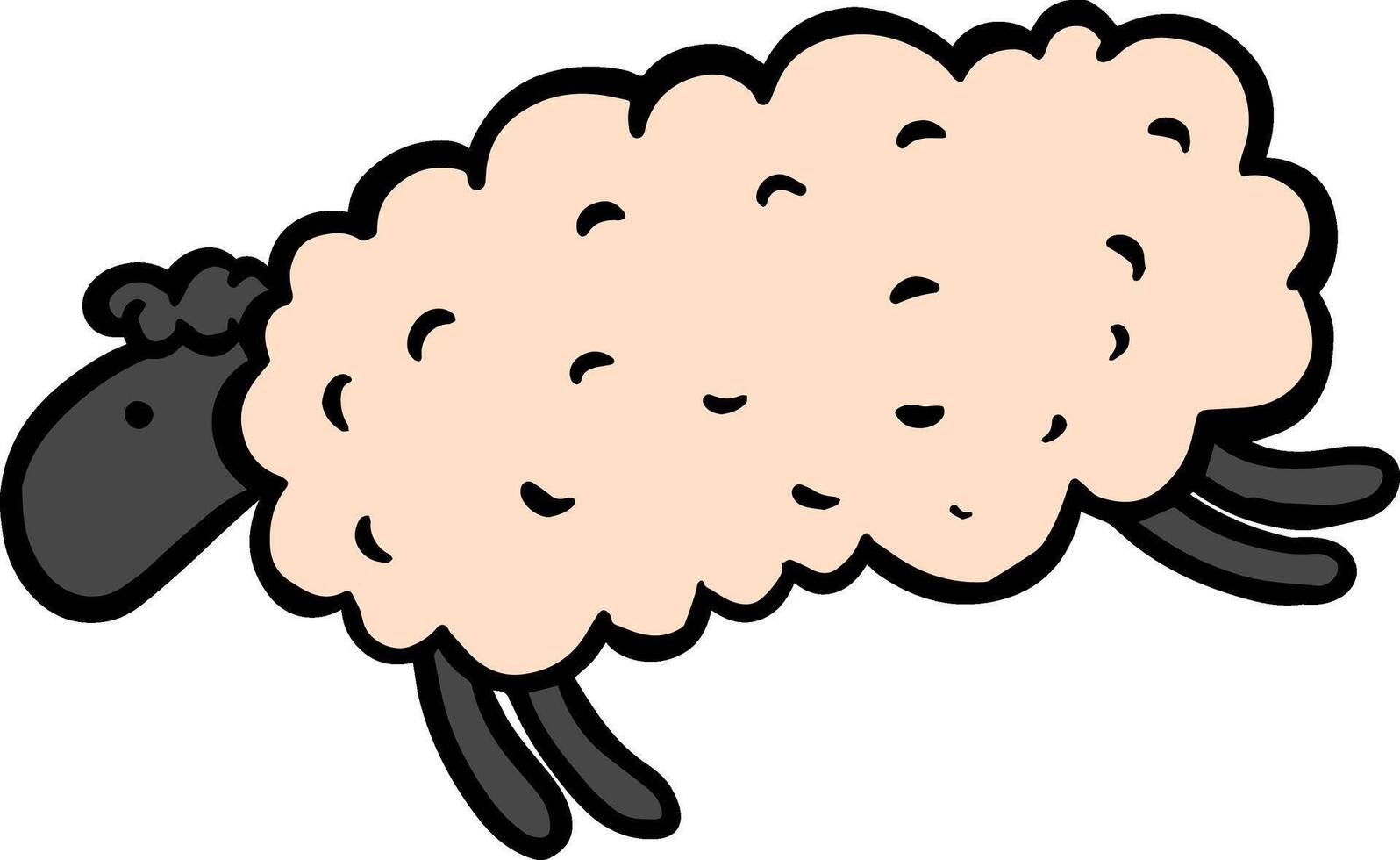 Hand drawn jumping sheep color vector illustration