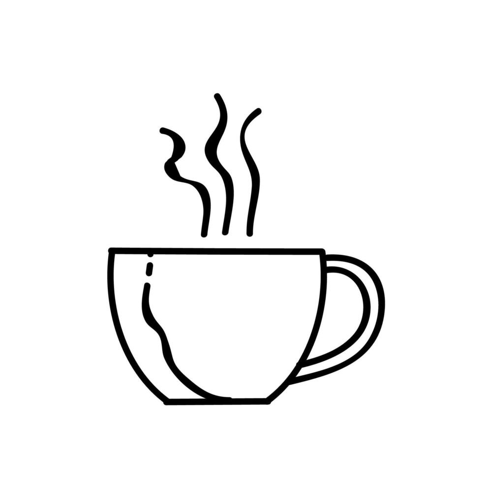 Hot drinking cup. Coffee, tea, milk, chocolate beverage. Hand drawn vector illustration. Editable line stroke