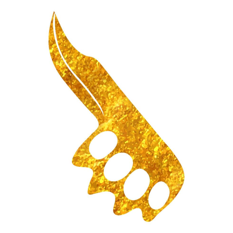 Hand drawn Knife icon in gold foil texture vector illustration