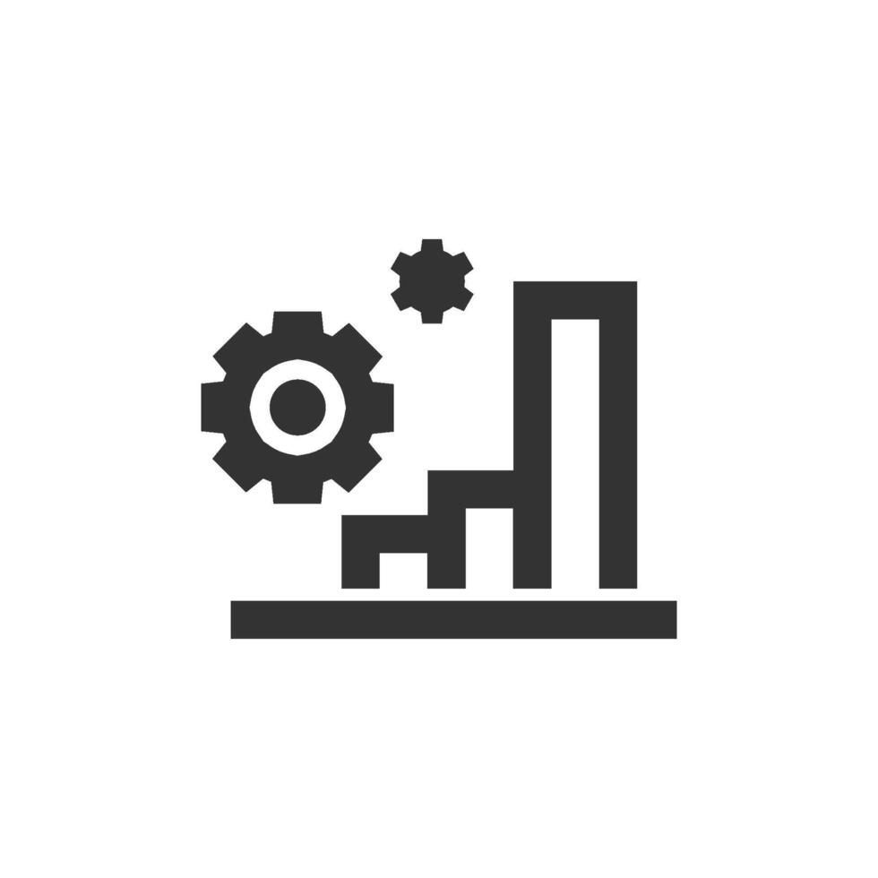 Bar chart icon in thick outline style. Black and white monochrome vector illustration.