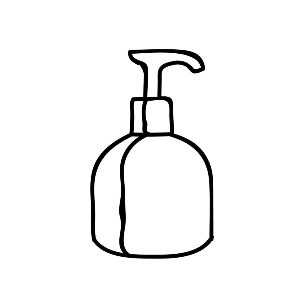 Antiseptic disinfectant bottle icon. Hand drawn vector illustration. Editable line stroke.