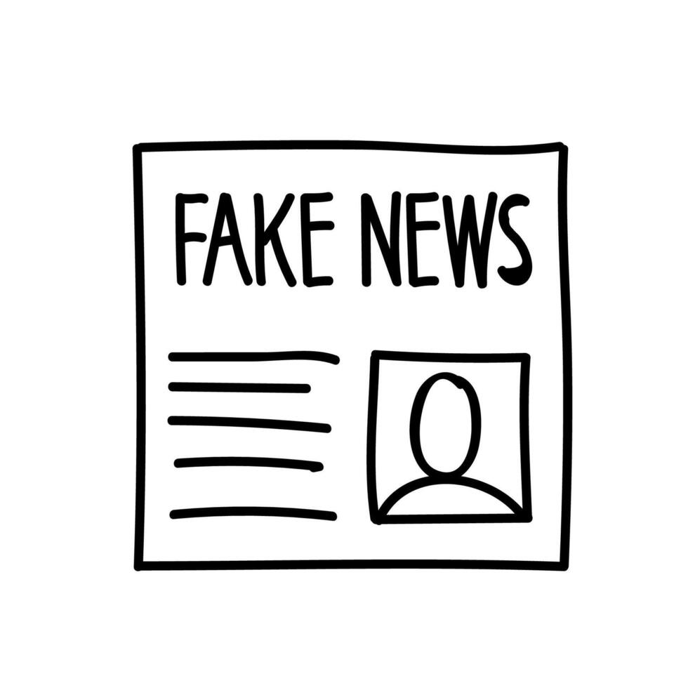 Fake news Newspaper icon. Hand drawn vector illustration. Editable line stroke