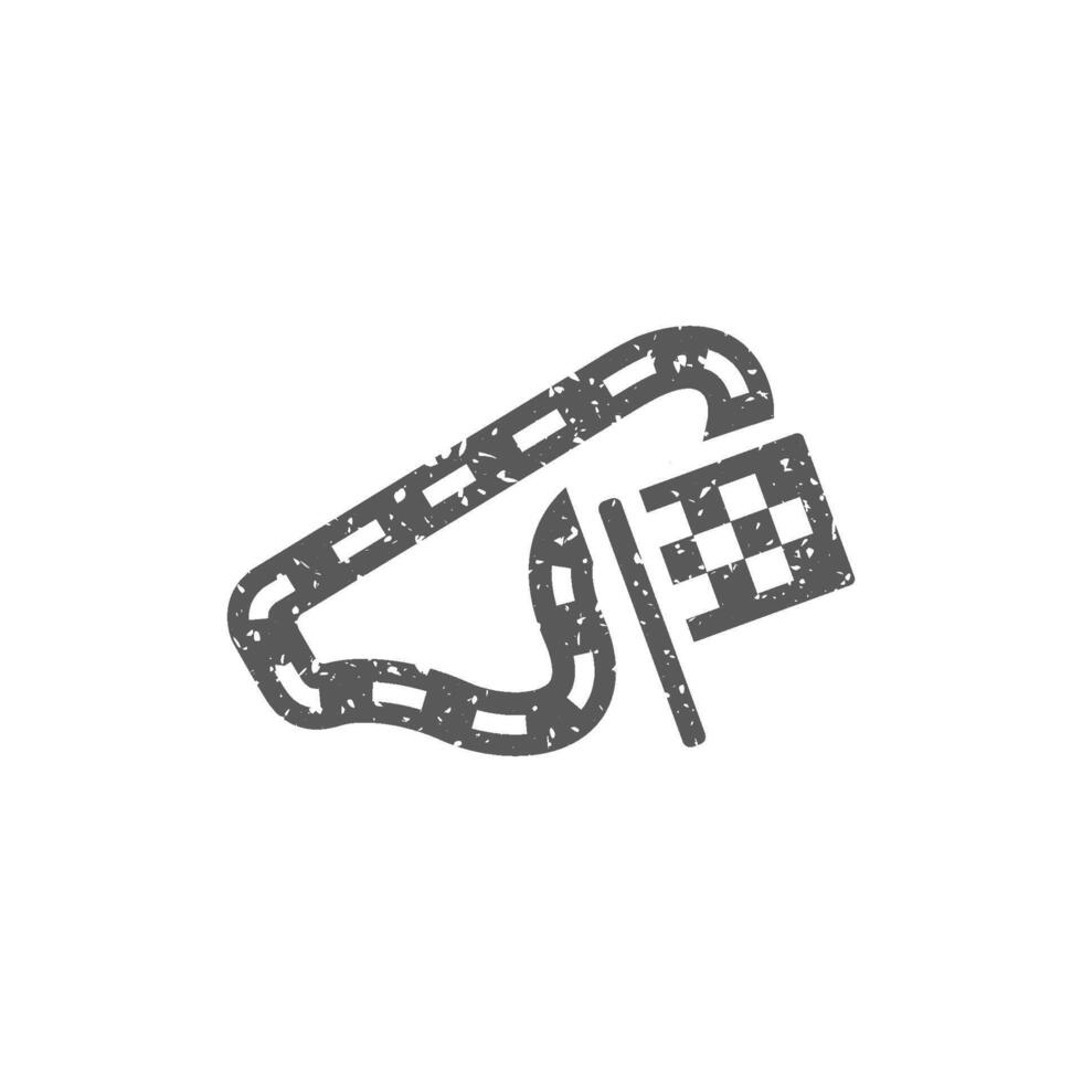 Race circuit icon in grunge texture vector illustration