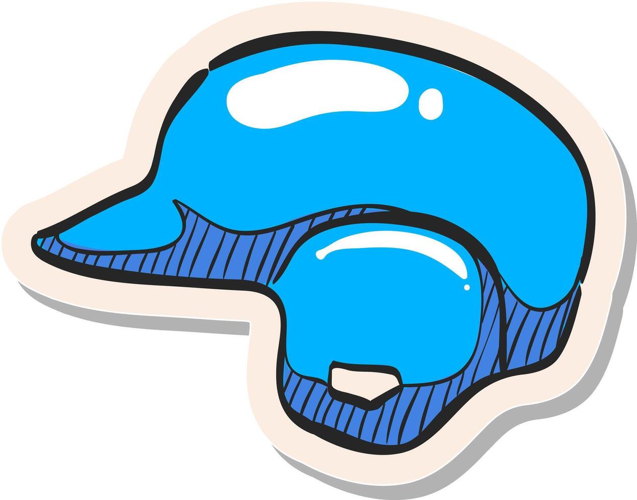 Hand drawn Baseball helmet icon in sticker style vector illustration
