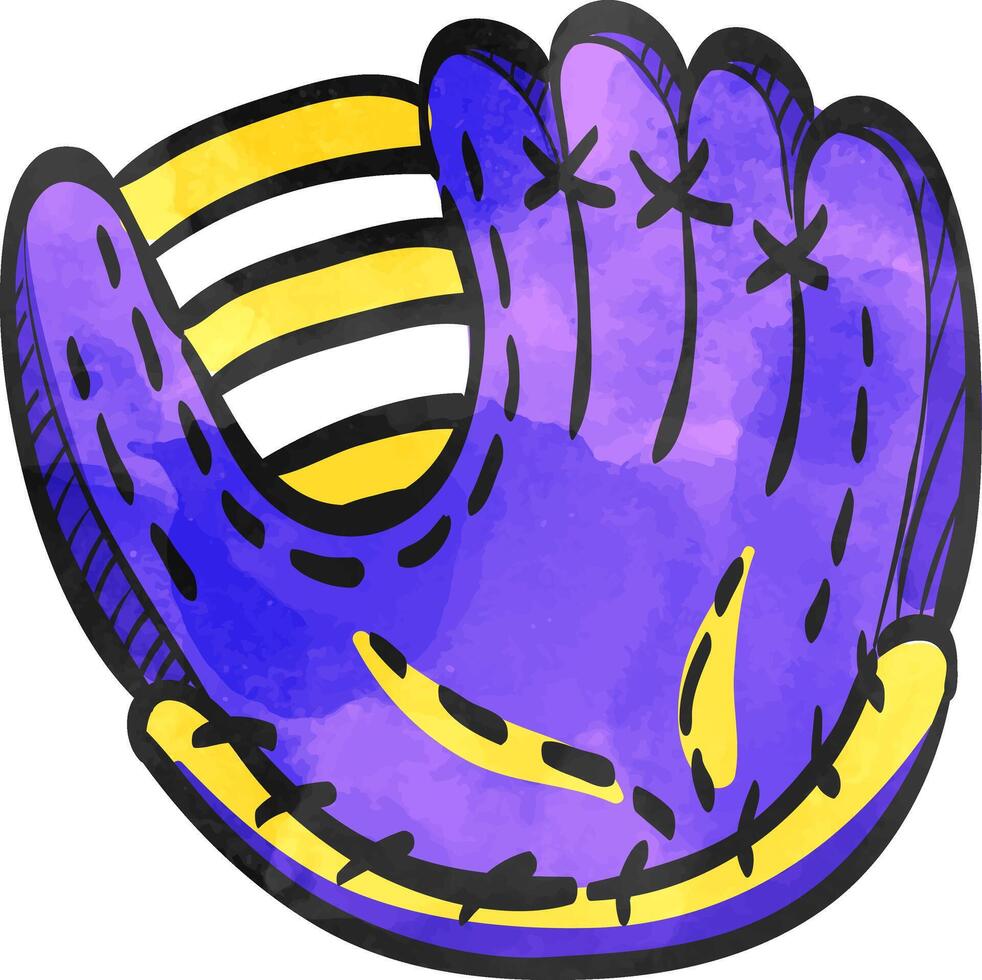 béisbol guante icono en color dibujo. deporte campeonato mano proteger marrón cuero atrapando pelota vector