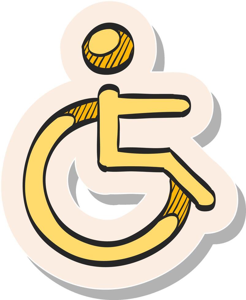 Hand drawn Disabled access icon in sticker style vector illustration