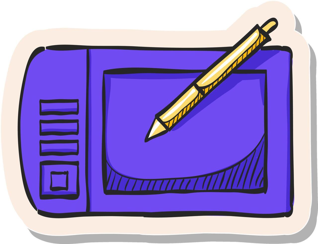 mano dibujado dibujo tableta icono en pegatina estilo vector ilustración