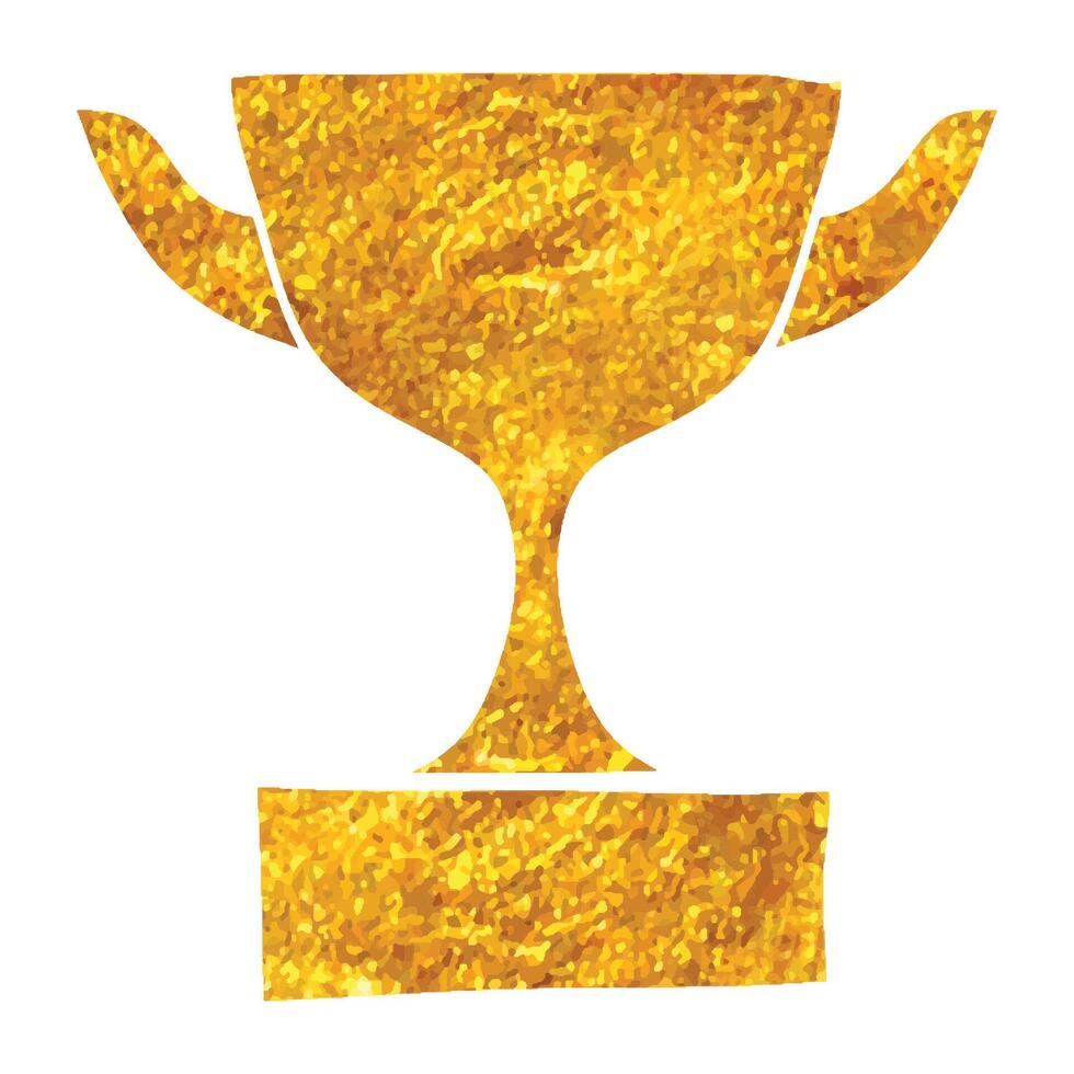 Hand drawn Trophy icon in gold foil texture vector illustration