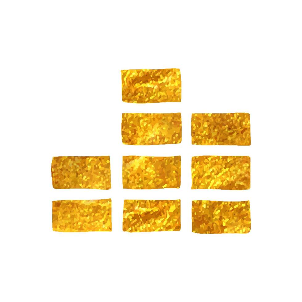 Hand drawn Audio file icon in gold foil texture vector illustration