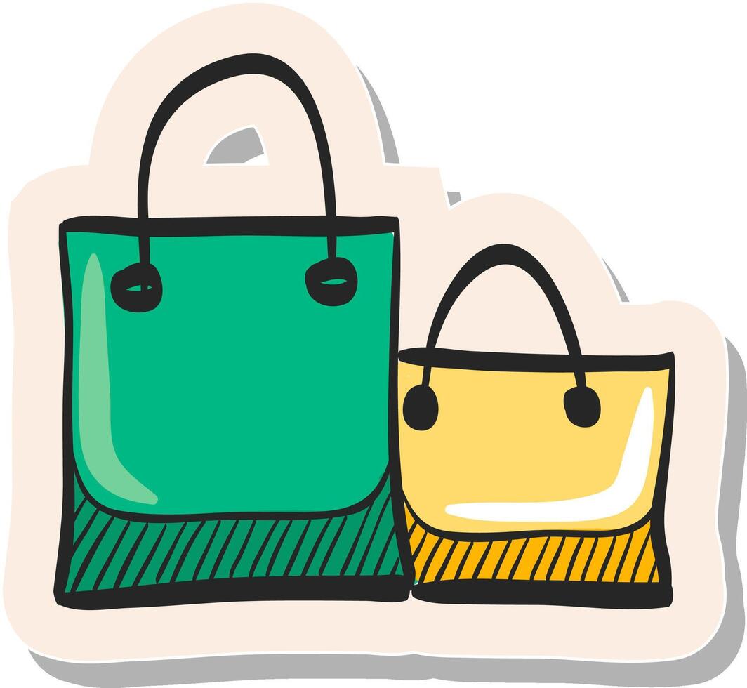 mano dibujado compras pantalones icono en pegatina estilo vector ilustración