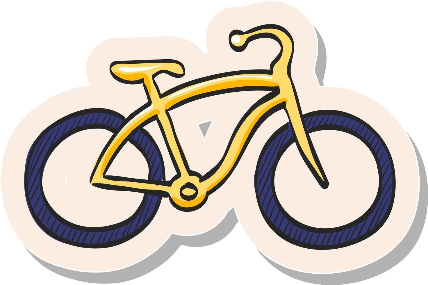 mano dibujado bajo jinete bicicleta icono en pegatina estilo vector ilustración