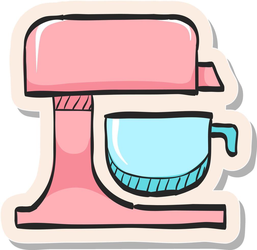 Hand drawn Mixer icon in sticker style vector illustration