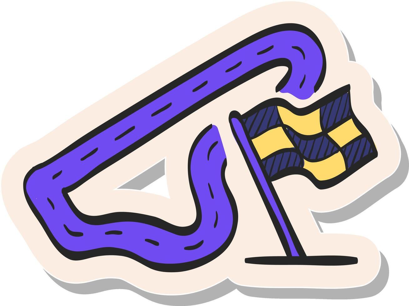 Hand drawn Race circuit icon in sticker style vector illustration