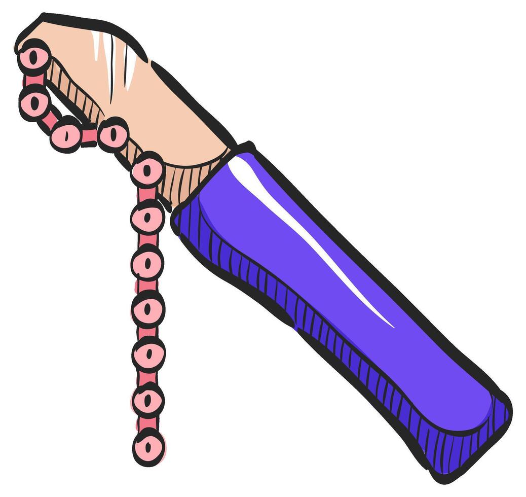 Chain whip icon in hand drawn color vector illustration