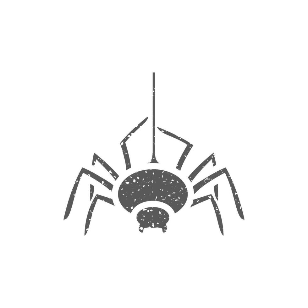 araña icono en grunge textura vector ilustración