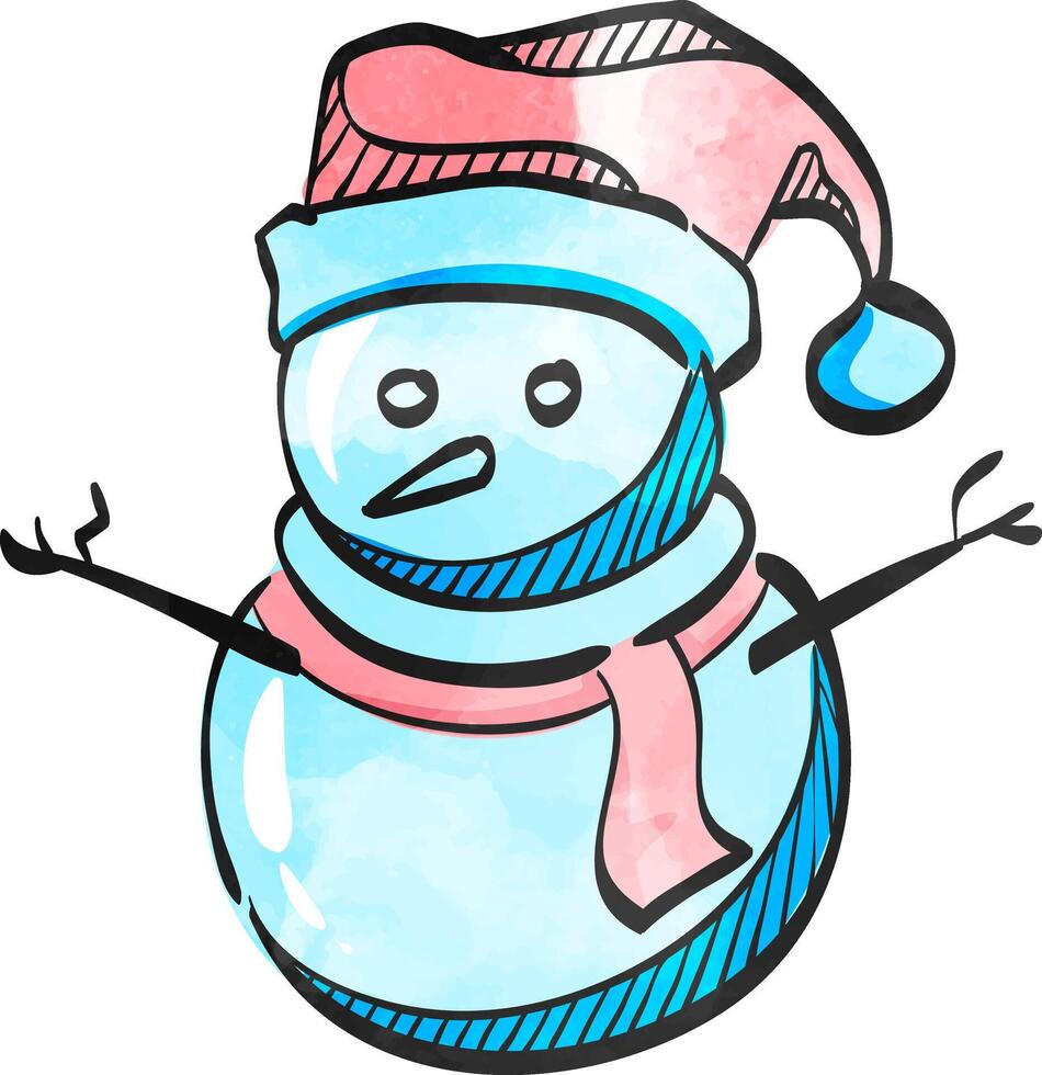 Snowman icon in watercolor style. vector