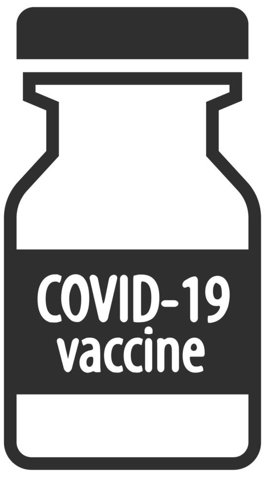 Vaccine vial icon in black and white. Vector illustration.