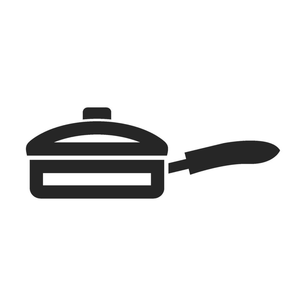 Cooking pan icon in thick outline style. vector