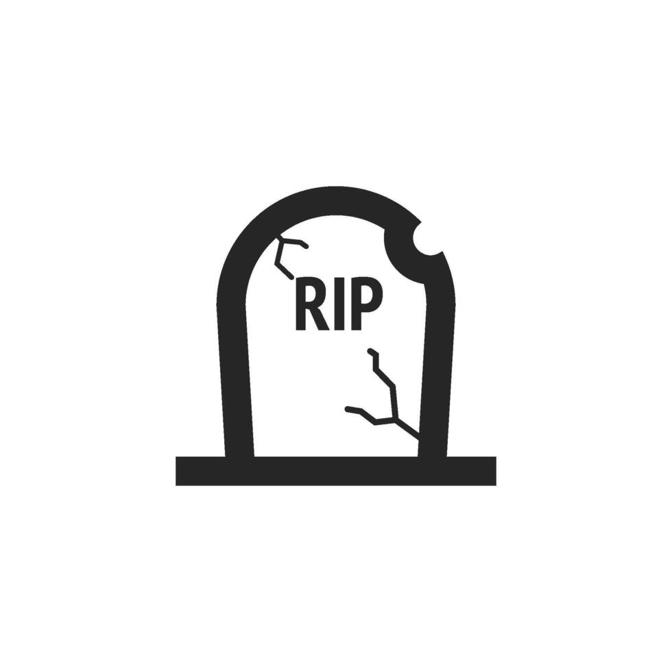 Tomb stone icon in thick outline style. Black and white monochrome vector illustration.