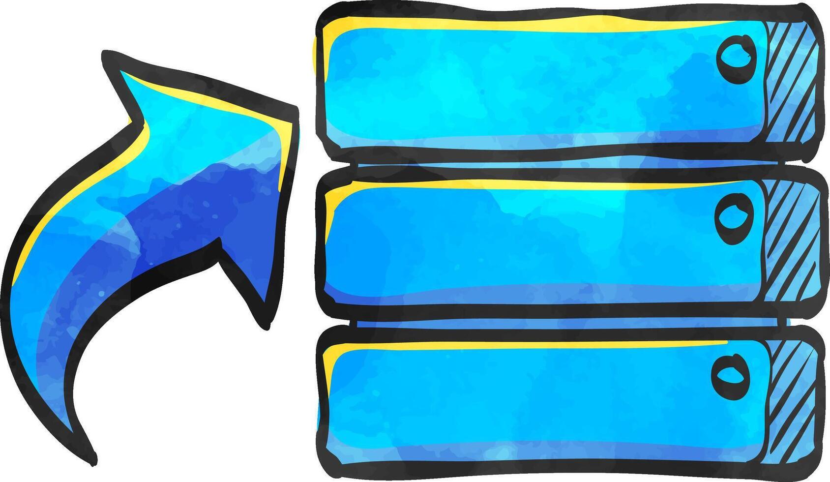Database icon in color drawing. Hardisk, upload, file, server, web hosting vector