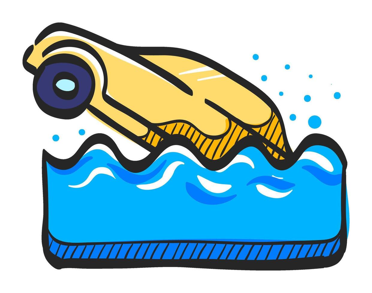 Drowned car icon in hand drawn color vector illustration