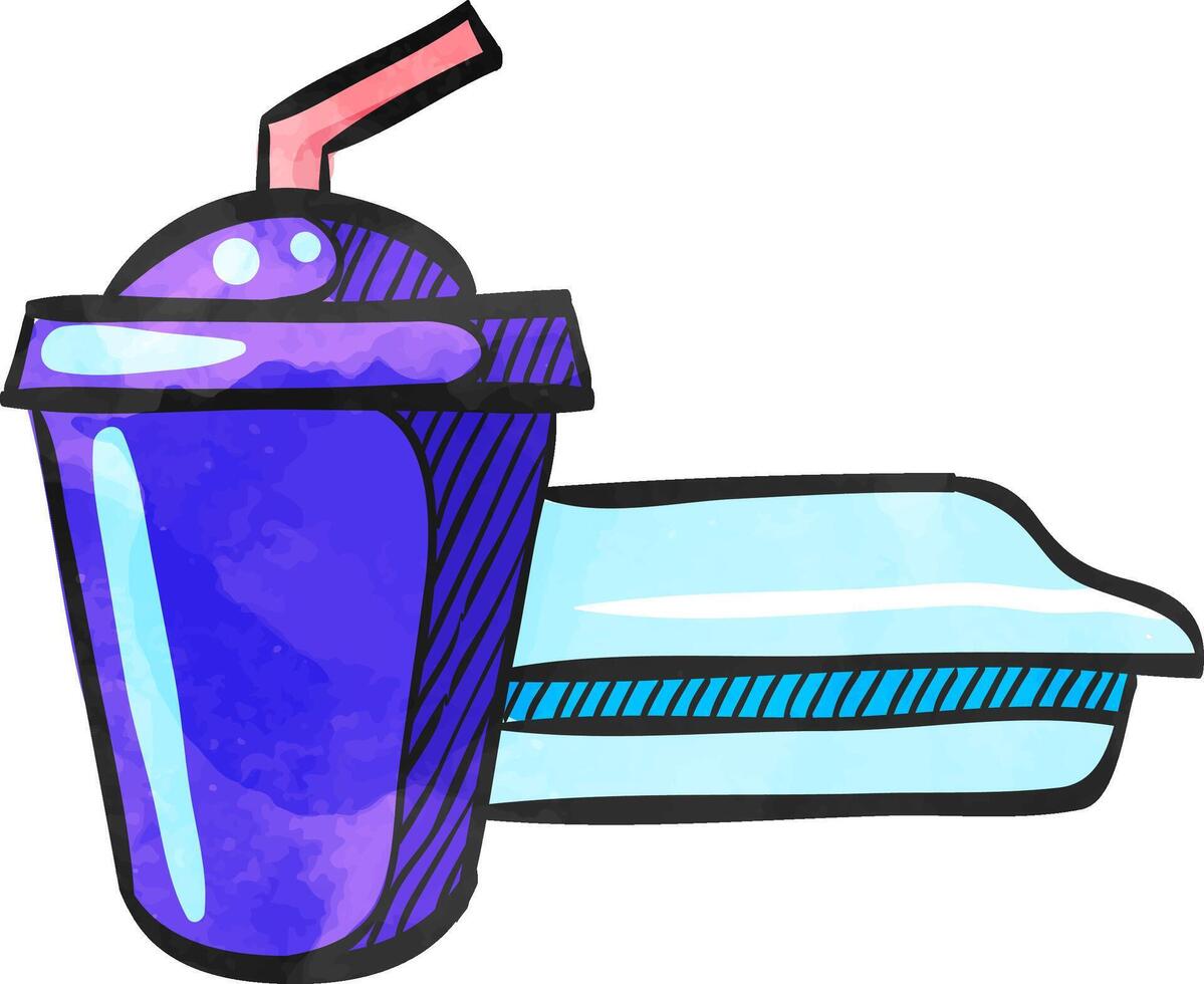 Soft drink icon in watercolor style. vector