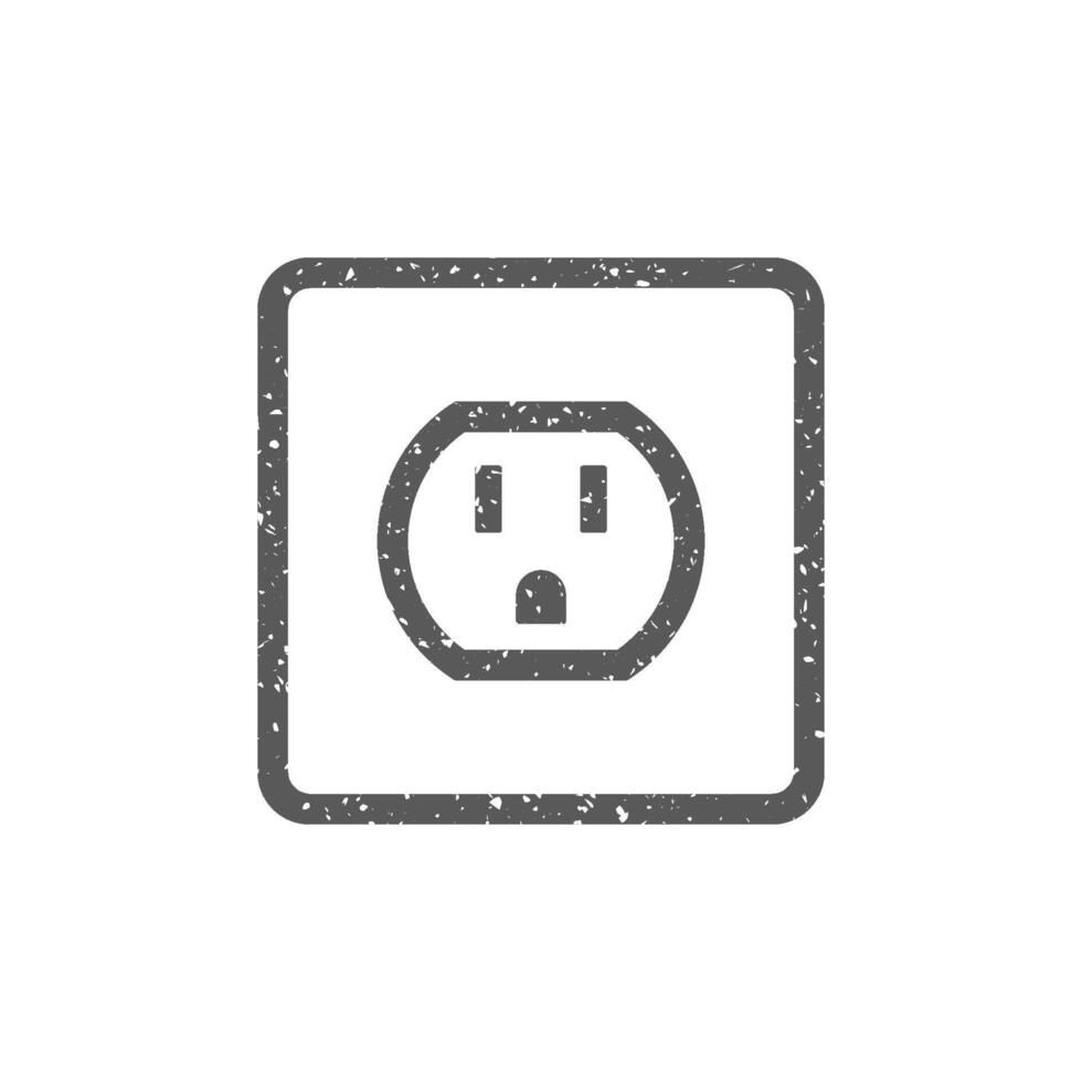 Electrical outlet icon in grunge texture vector illustration