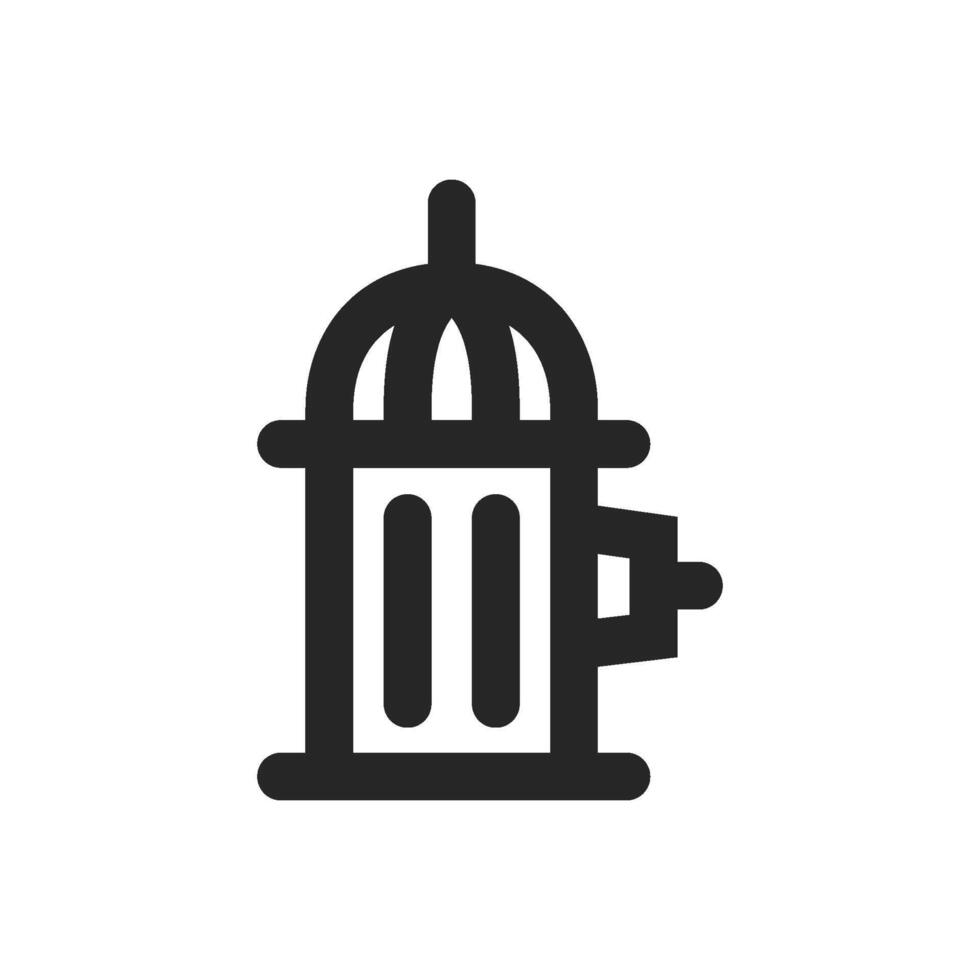 Hydrant icon in thick outline style. Black and white monochrome vector illustration.