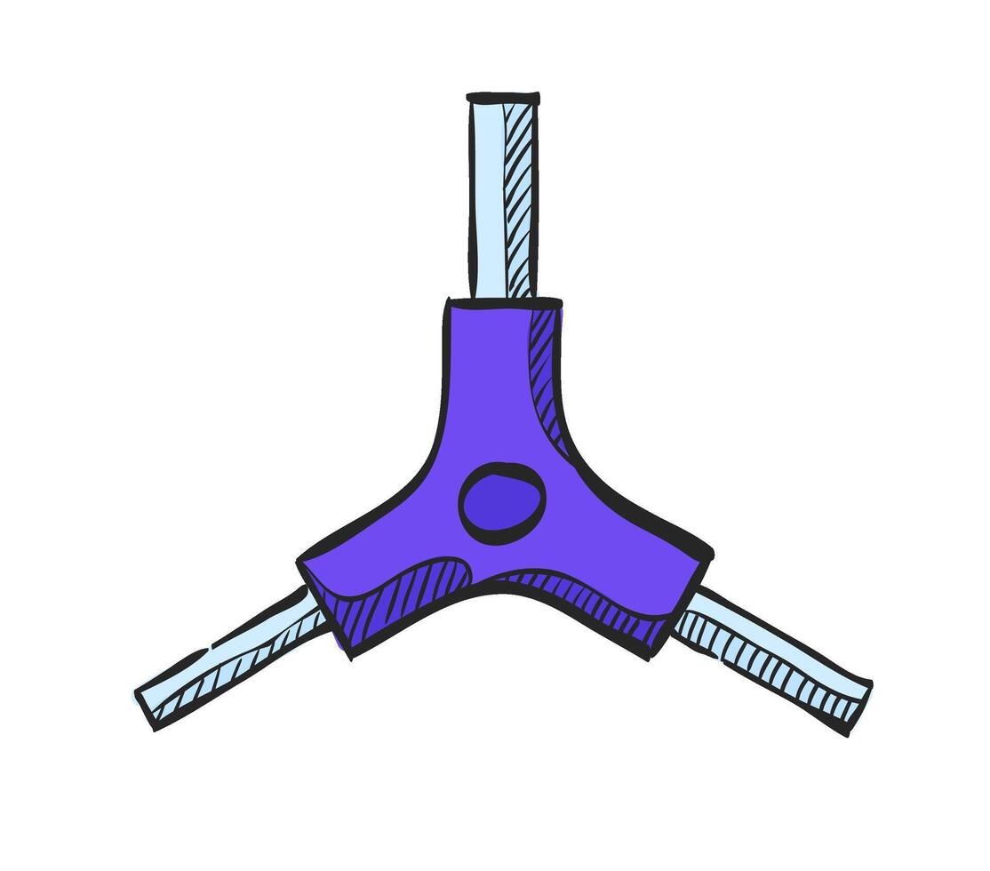 Allen key icon in hand drawn color vector illustration