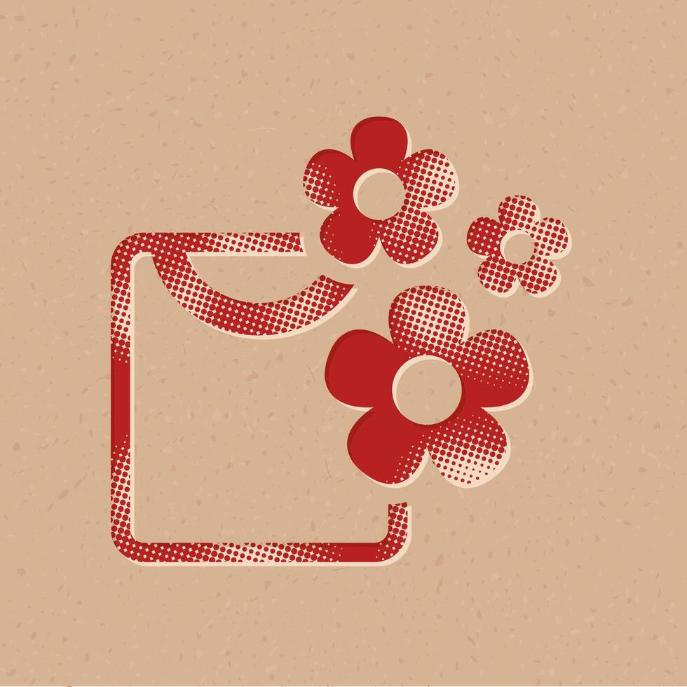 Folded shirt halftone style icon with grunge background vector illustration