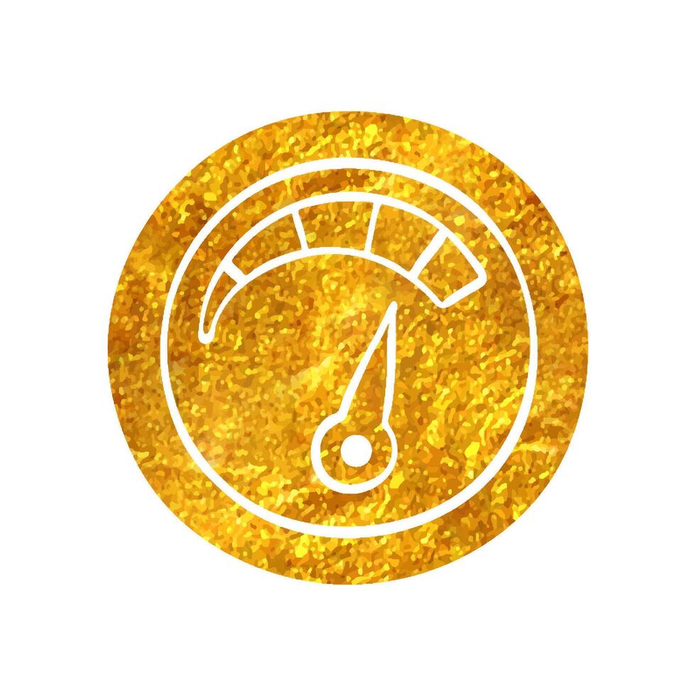 Hand drawn Dashboard icon in gold foil texture vector illustration