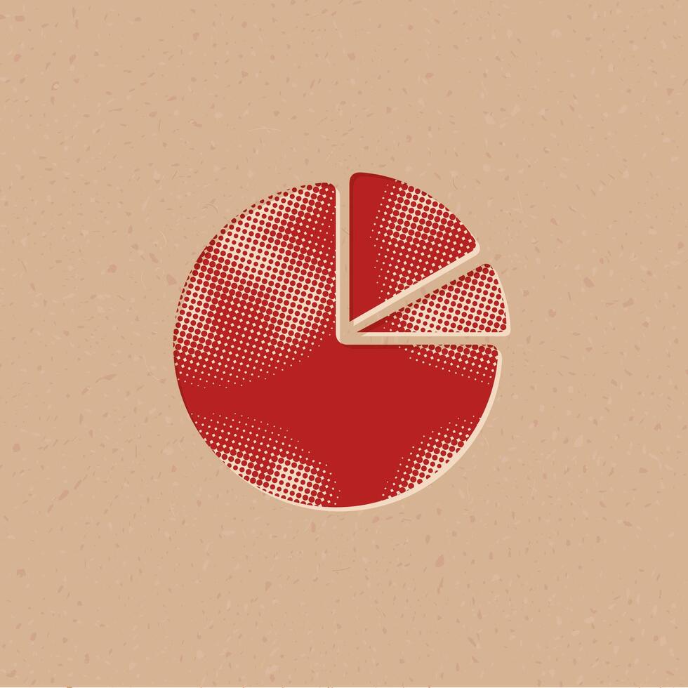 Pie chart halftone style icon with grunge background vector illustration