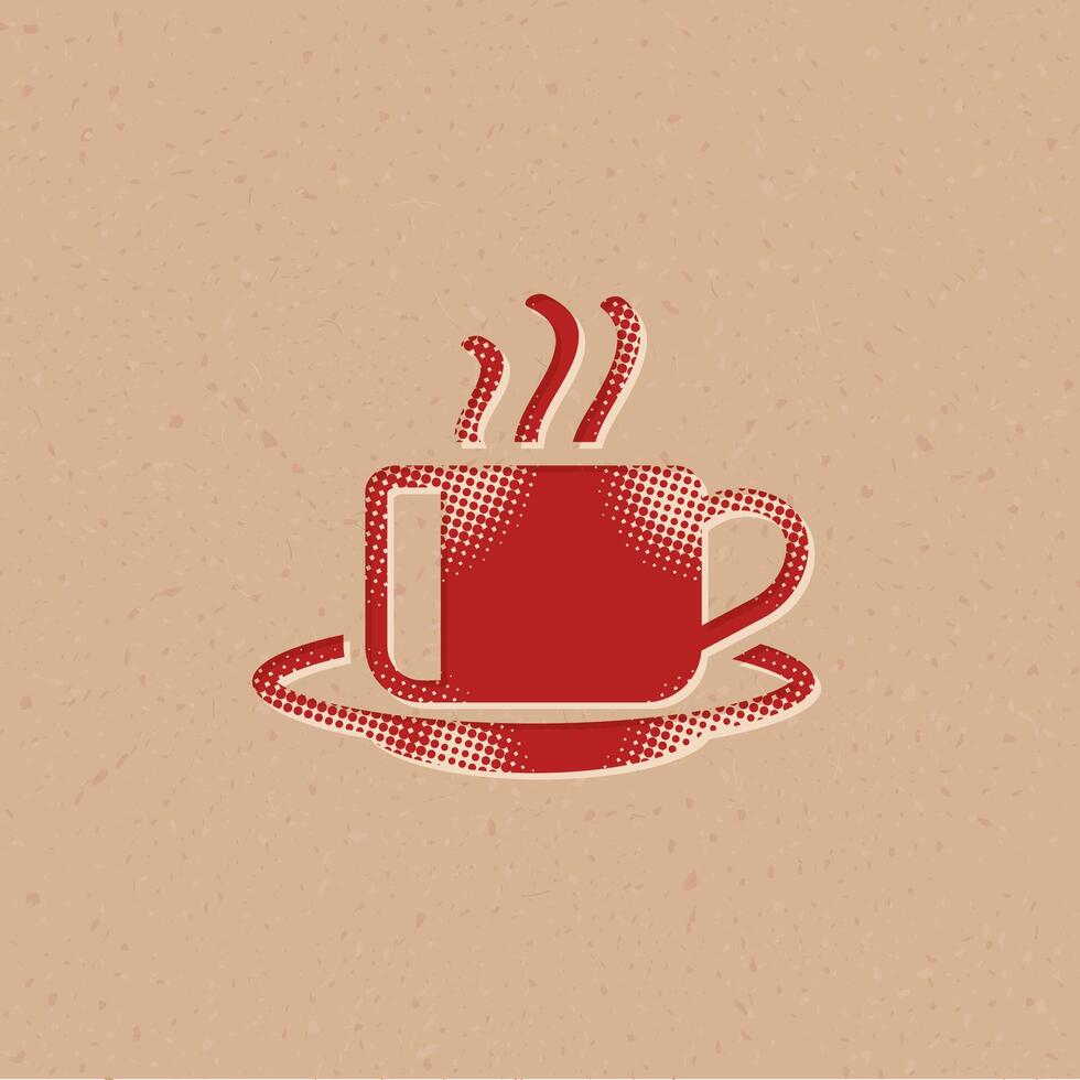 Coffee cup halftone style icon with grunge background vector illustration