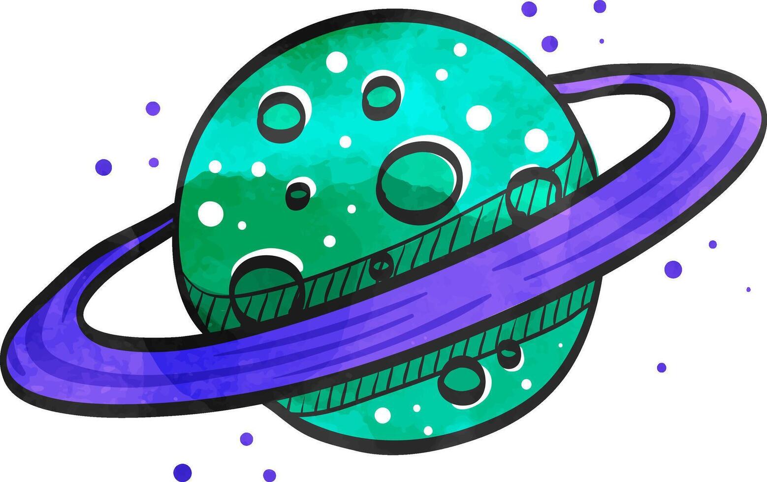 Planet Saturn icon in watercolor style. vector