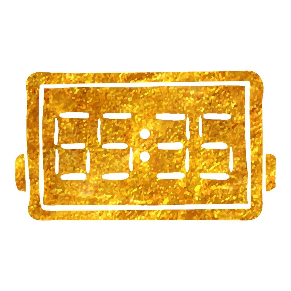 Hand drawn Score board icon in gold foil texture vector illustration
