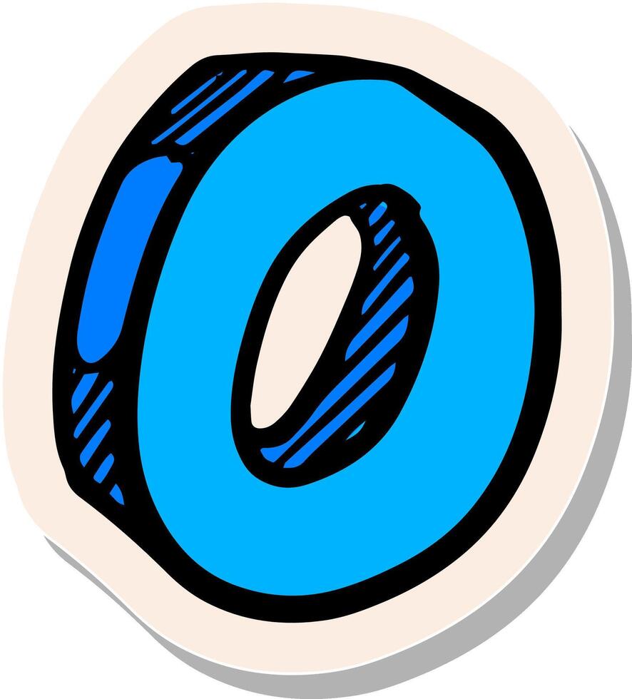 Hand drawn zero mathematics symbol in sticker style vector illustration