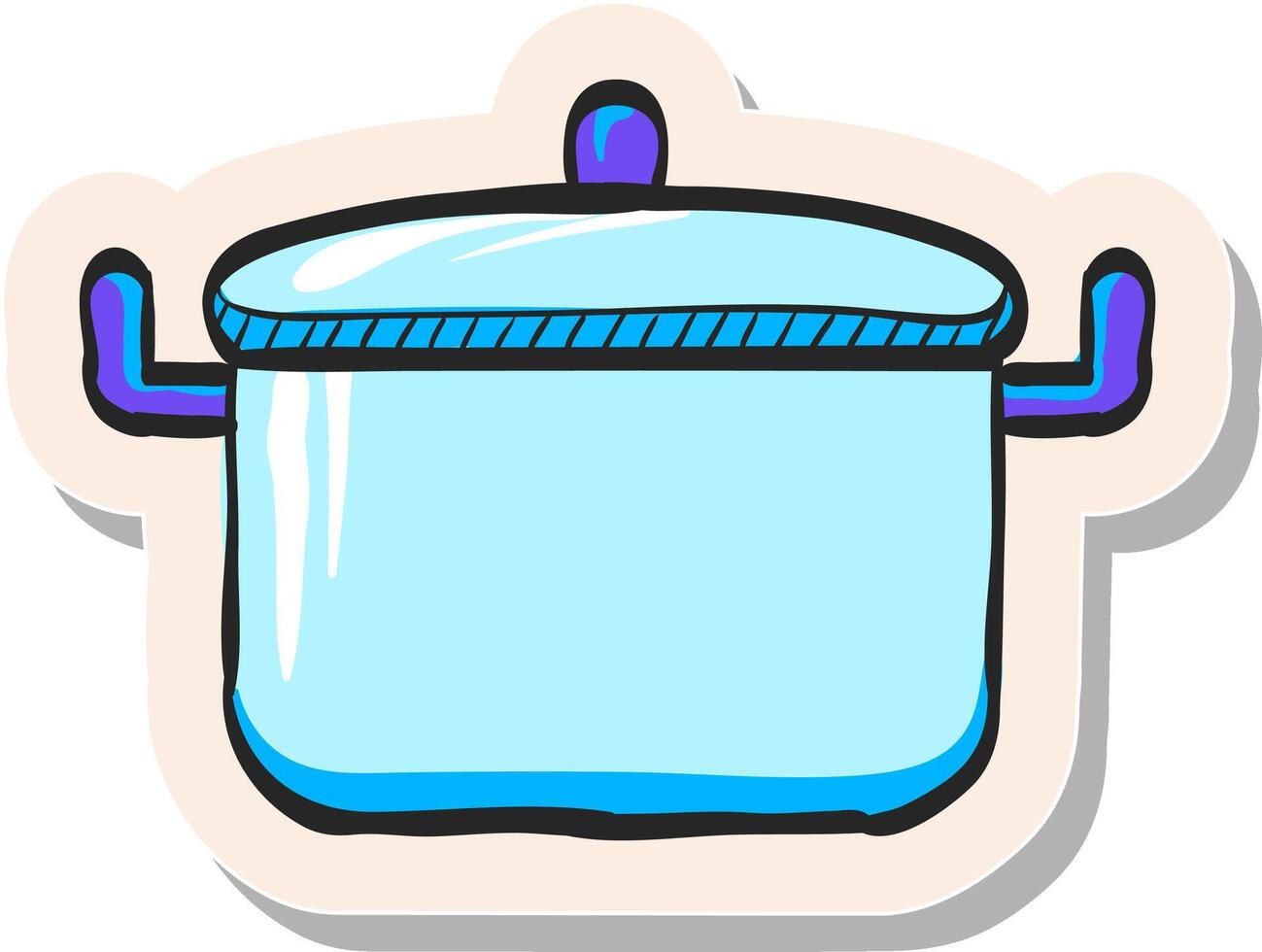 Hand drawn Cooking pan icon in sticker style vector illustration