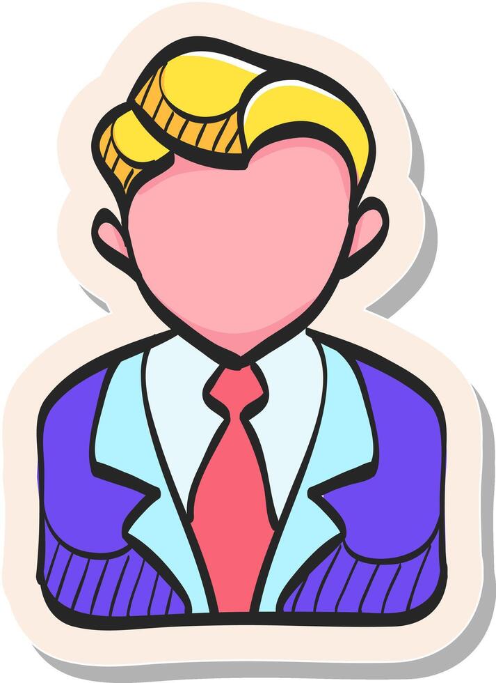 Hand drawn Auctioneer icon in sticker style vector illustration