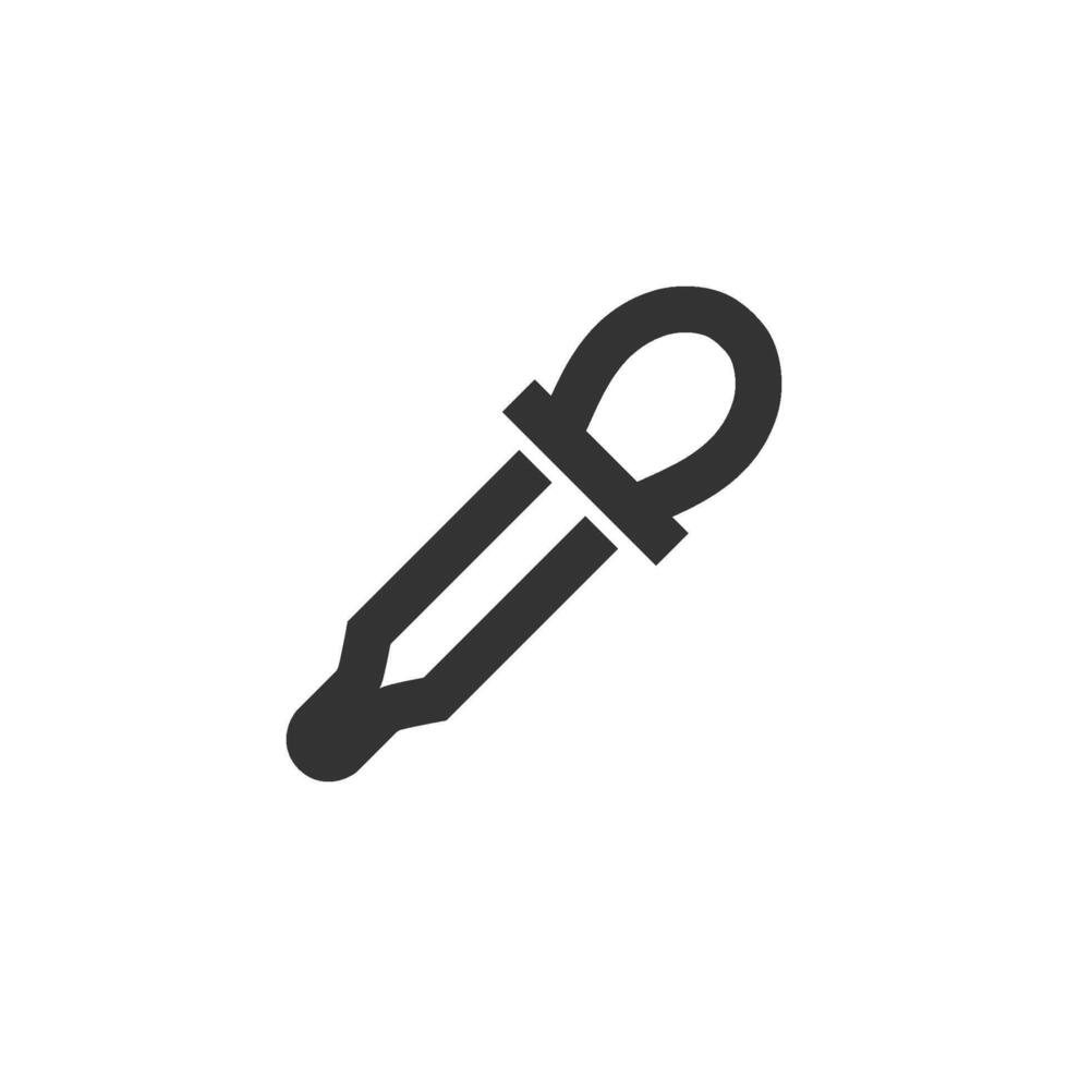 Eyedropper icon in thick outline style. Black and white monochrome vector illustration.