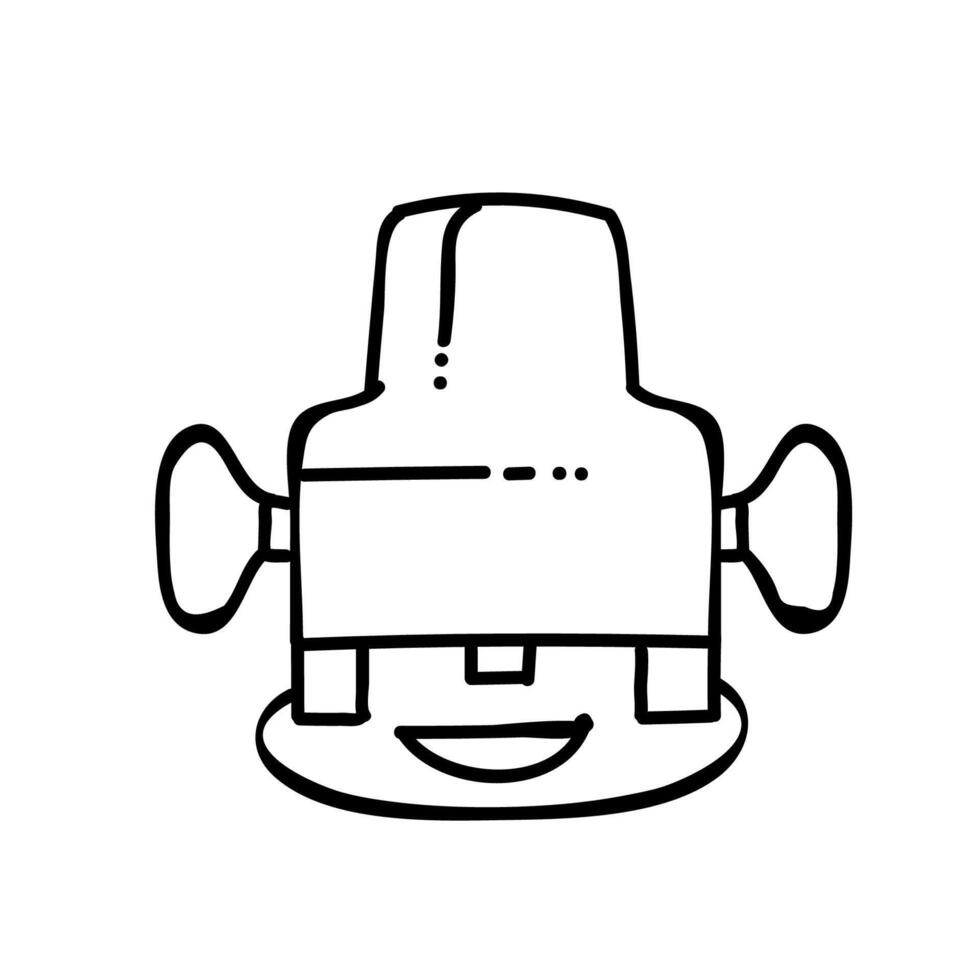 Electric woodworking router icon. Hand drawn vector illustration. Editable line stroke