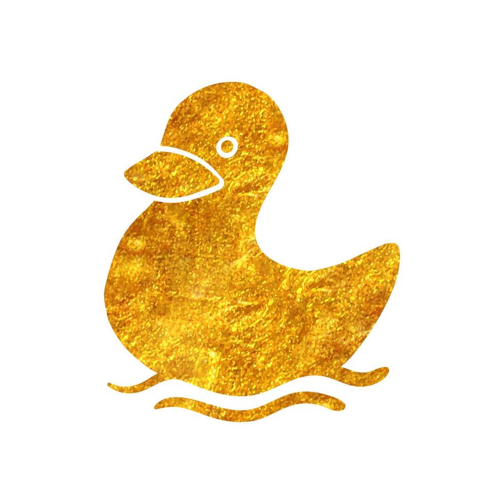 mano dibujado oro frustrar textura caucho Pato bañera juguete. vector ilustración.