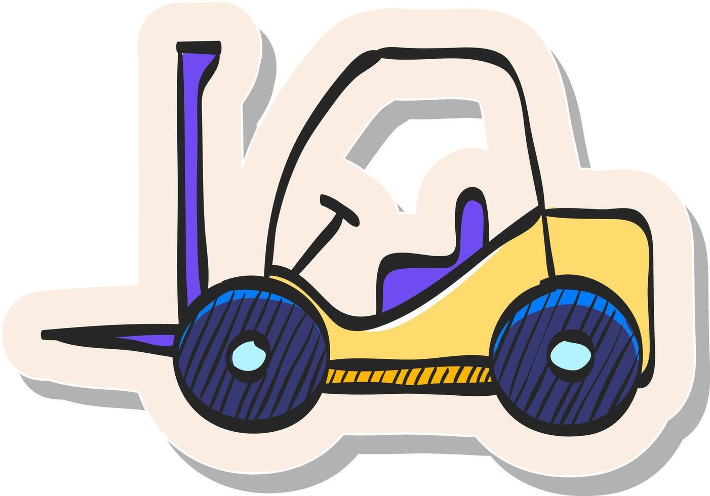 Hand drawn Forklift icon in sticker style vector illustration