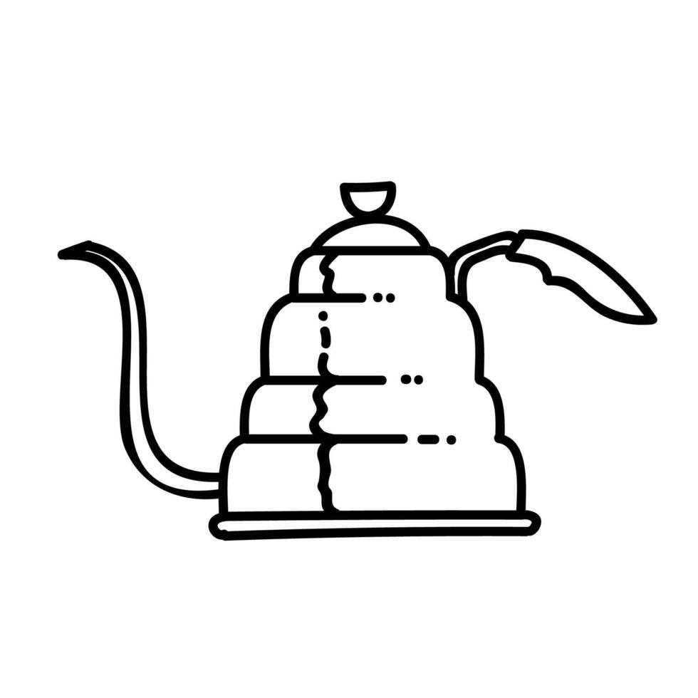Coffee brewing water kettle icon. Hand drawn vector illustration. Editable line stroke
