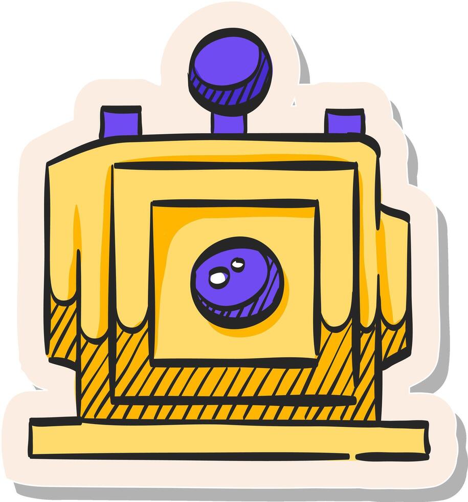 Hand drawn Large format camera icon in sticker style vector illustration