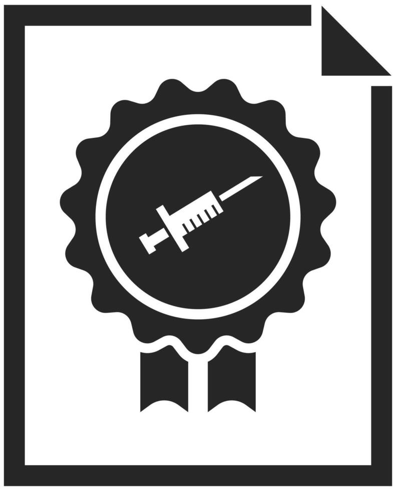 vacunación certificado concepto icono en negro y blanco. vector ilustración.