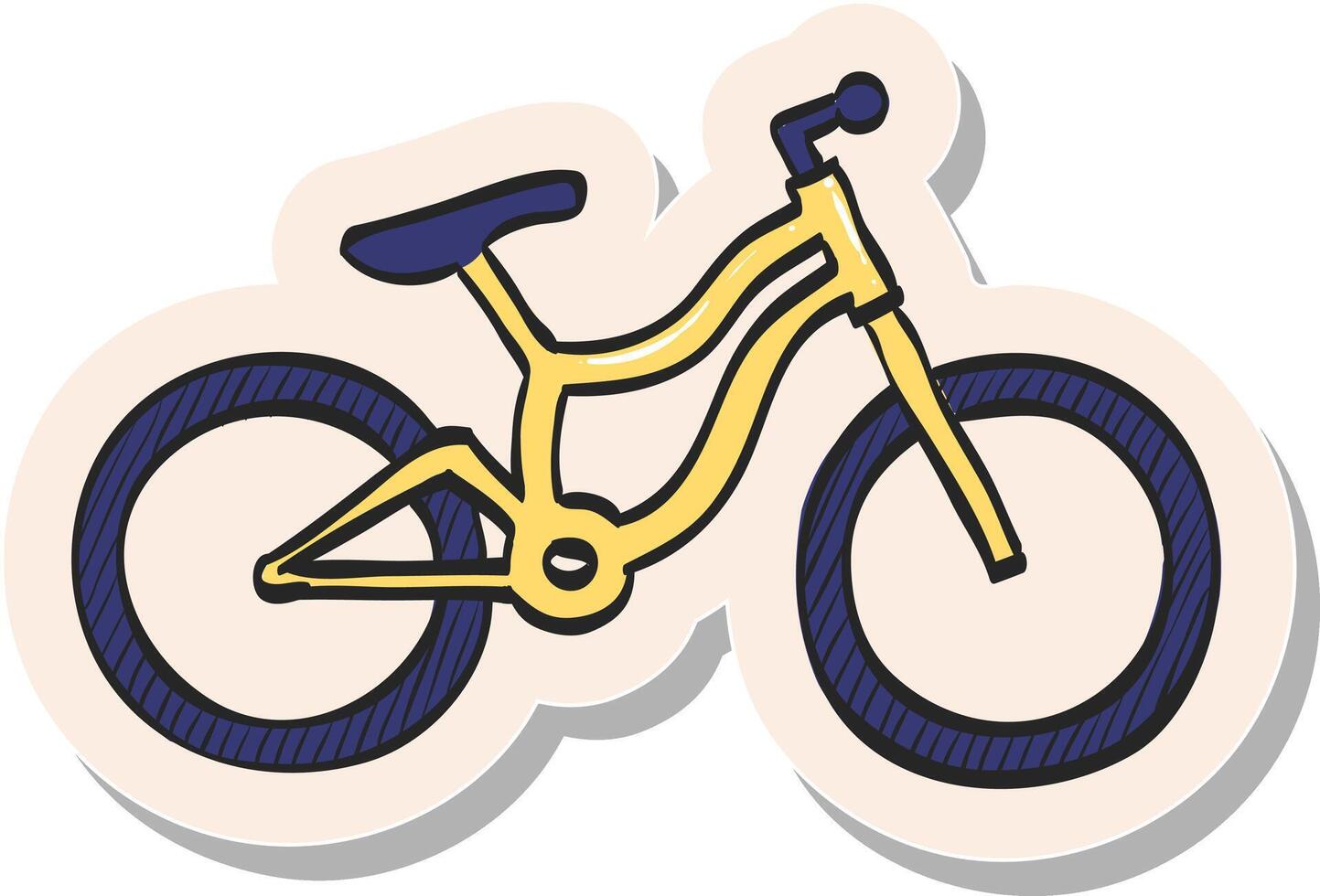 Hand drawn Mountain bike icon in sticker style vector illustration